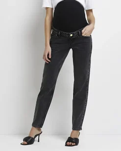 Black mid rise maternity mom jeans