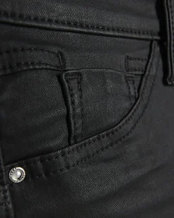 Black mid rise skinny coated jeans