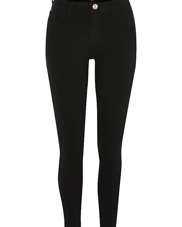 Black mid rise skinny jeans