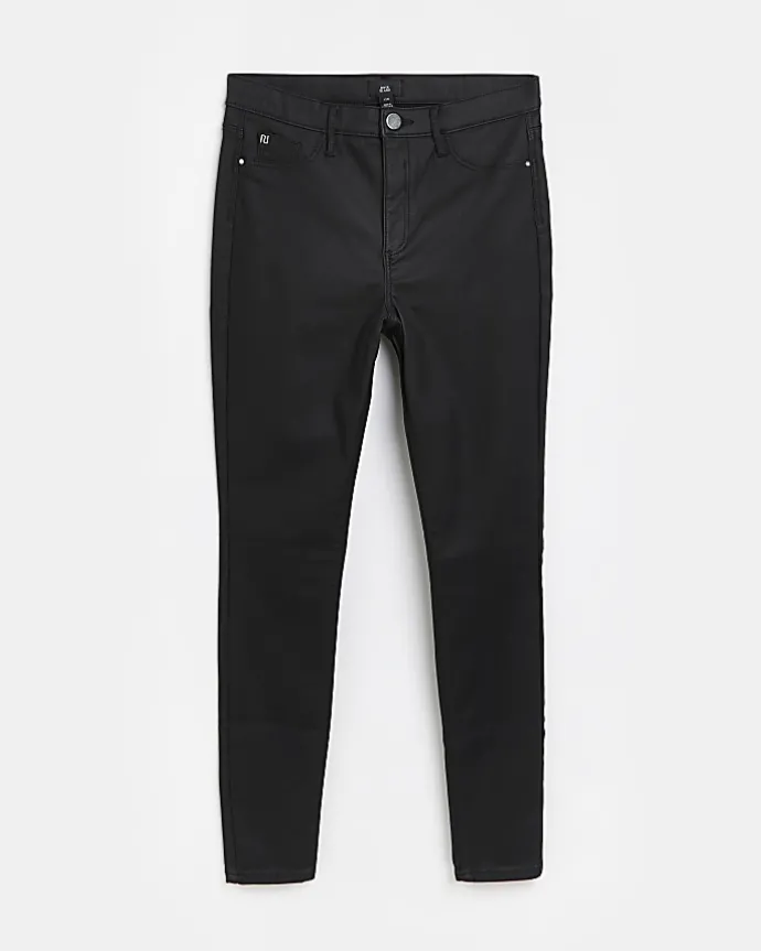 Black Molly coated mid rise skinny jeans