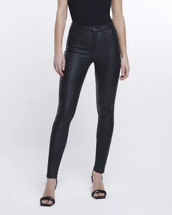 Black Molly coated super skinny jeans