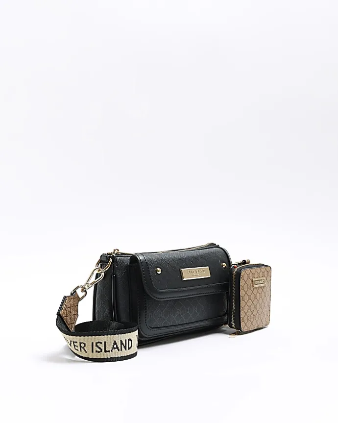 Black monogram pouchette bag