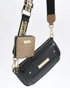 Black monogram pouchette bag