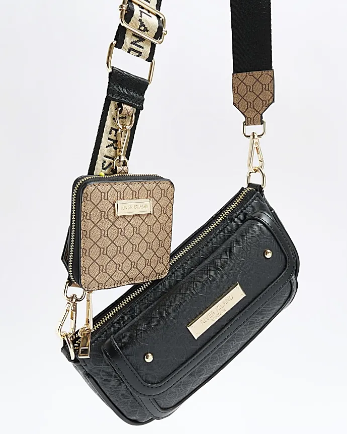 Black monogram pouchette bag