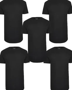 Black multipack of 5 curve hem t-shirts