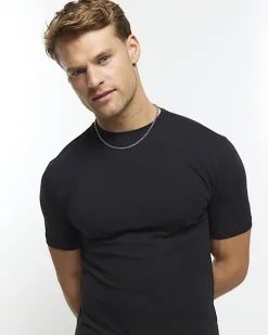Black multipack of 5 muscle fit t-shirts