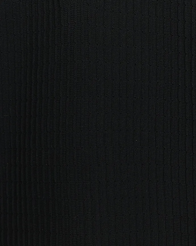 Black muscle fit knitted half zip polo