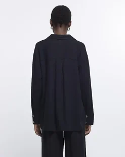 Black oversized shirt with linen