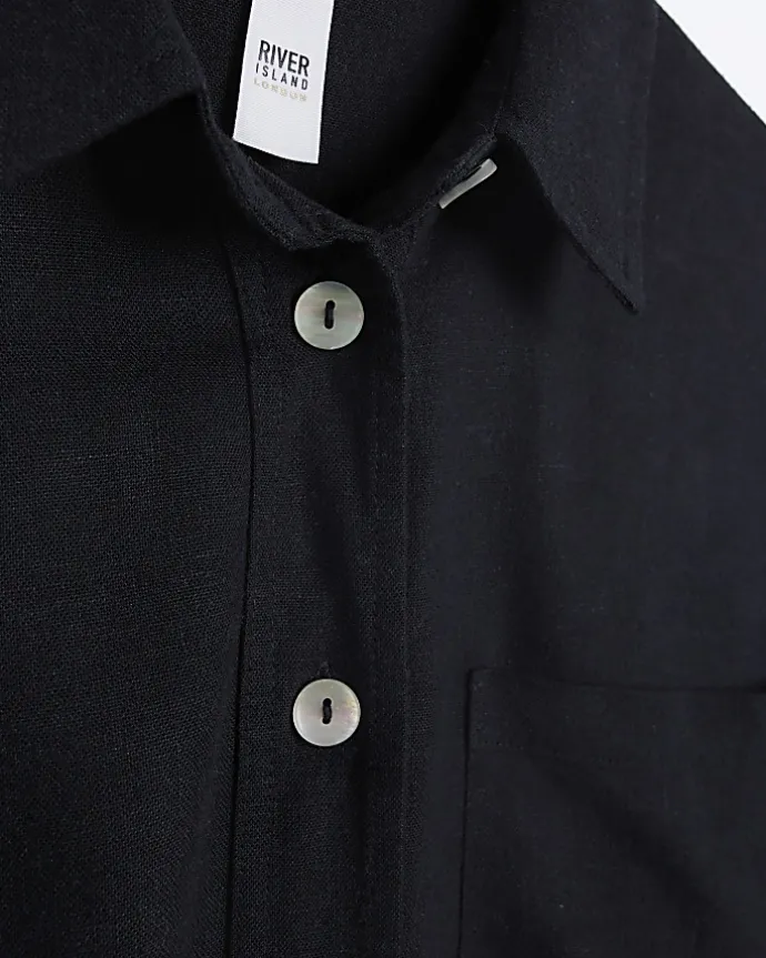 Black oversized shirt with linen