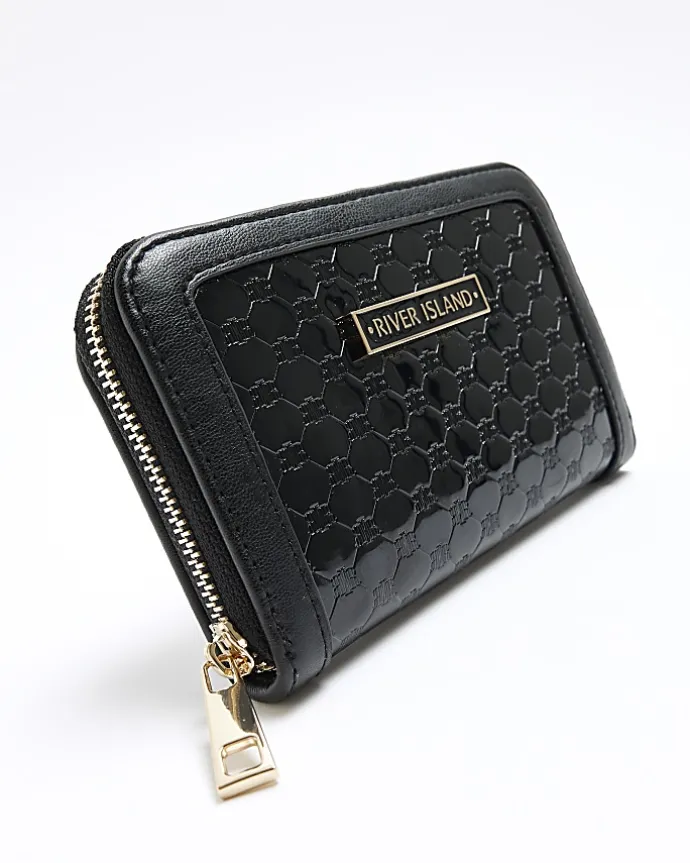 Black patent embossed RI purse