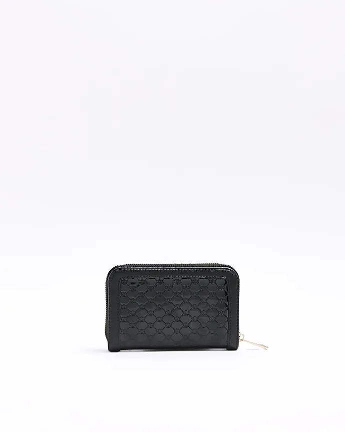 Black patent embossed RI purse