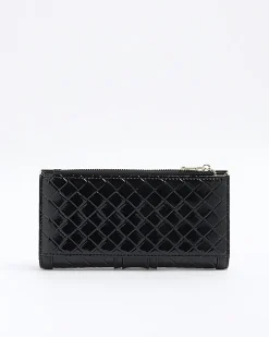 Black patent quilted purse