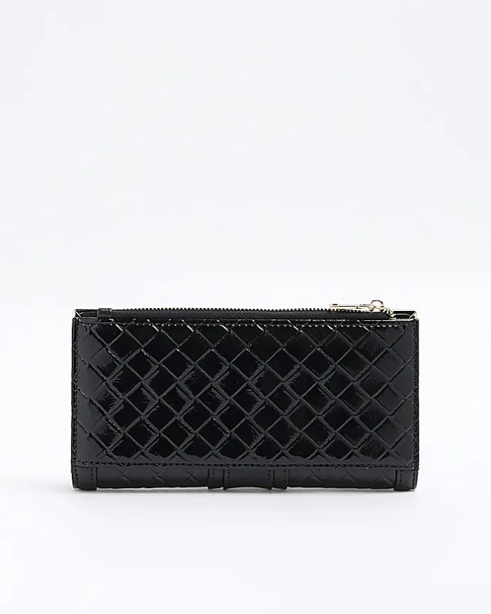 Black patent quilted purse