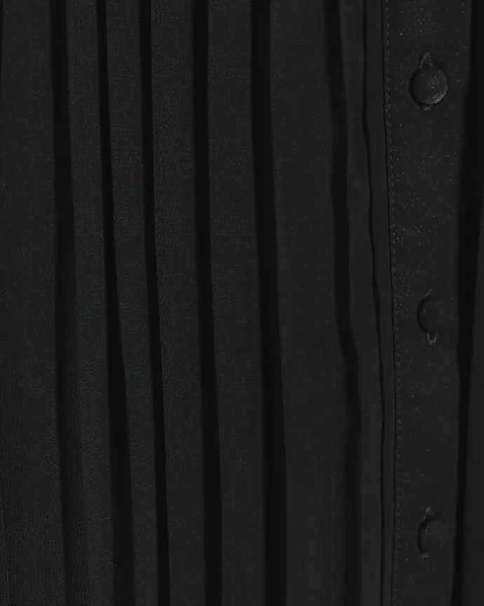 Black plisse tie waist mini shirt dress
