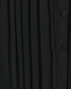 Black plisse tie waist mini shirt dress