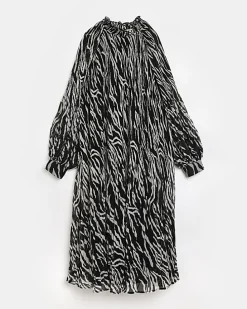 Black printed maternity midi dress