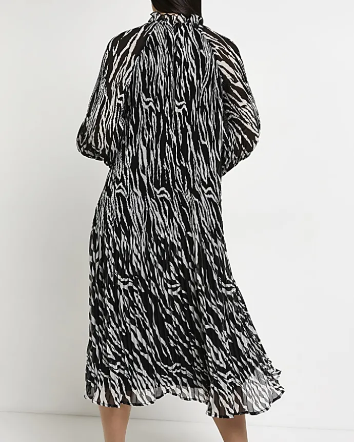 Black printed maternity midi dress