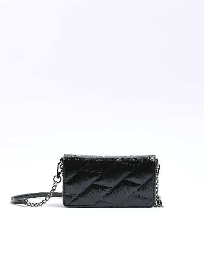 Black quilted chain cross body bag