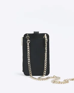 Black quilted phone holder bag