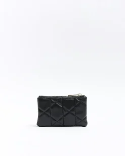 Black quilted zip pouch