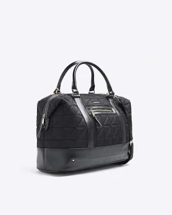Black quilted zip travel bag