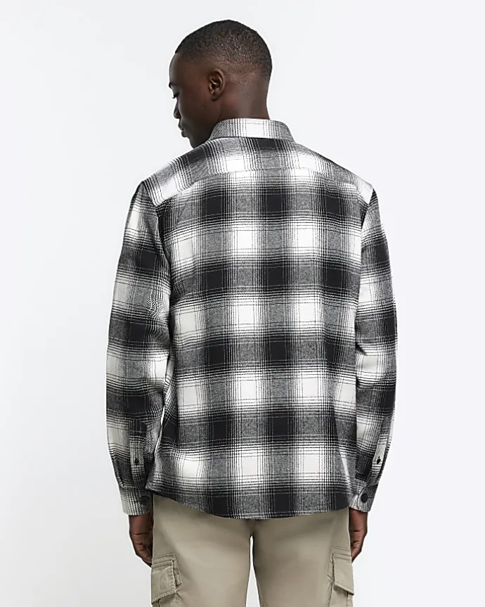 Black regular fit check shirt