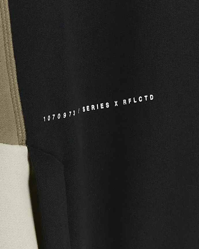 Black regular fit colour block hoodie