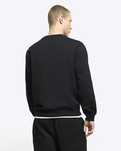 Black regular fit long sleeve sweatshirt