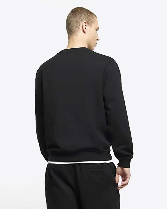 Black regular fit long sleeve sweatshirt