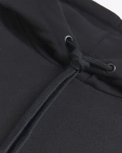 Black regular fit plain hoodie
