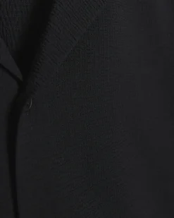 Black Regular Fit Seersucker Revere Shirt