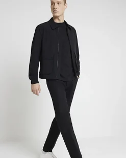 Black regular fit smart chino trousers