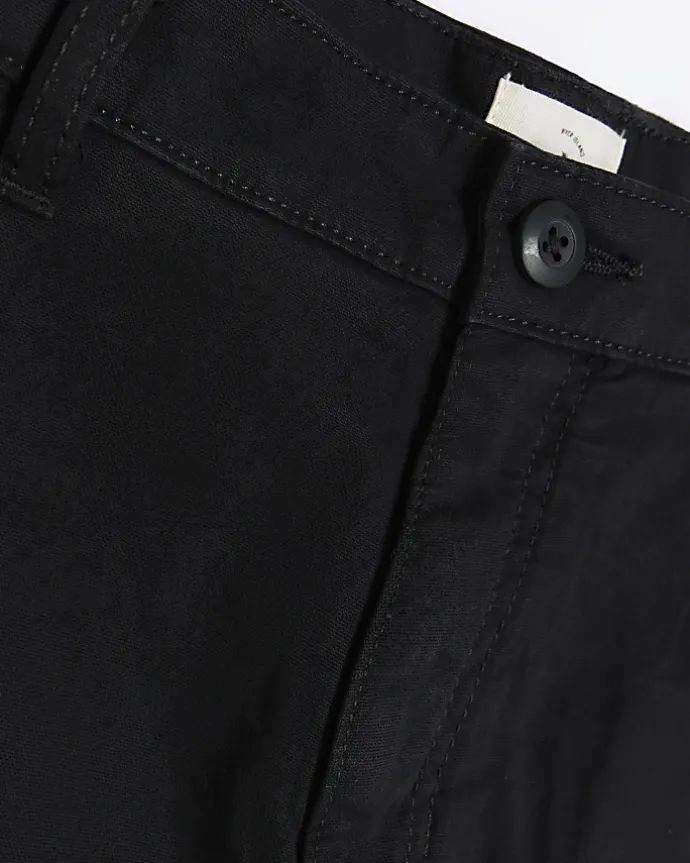 Black regular fit utility cargo trousers