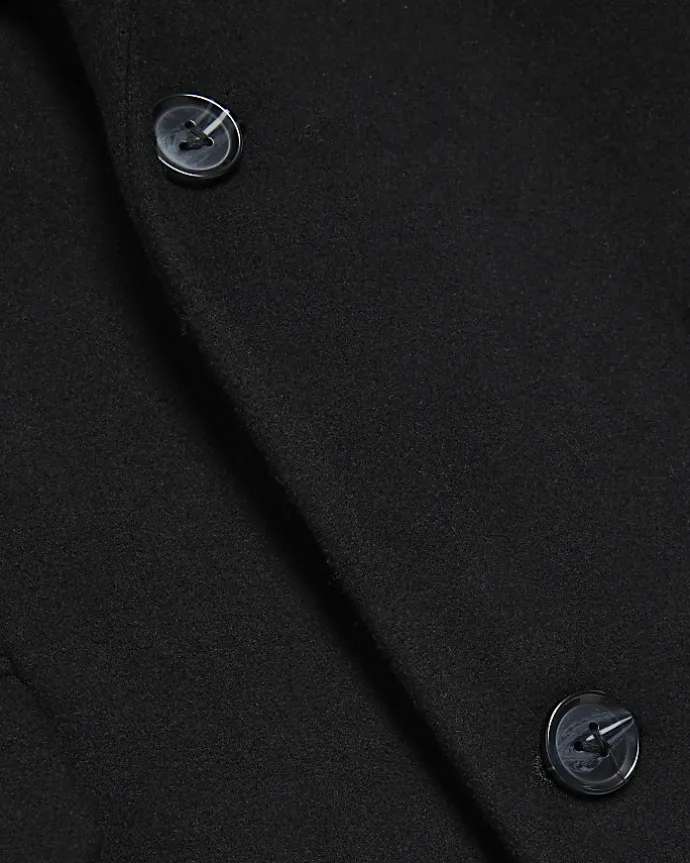 Black regular fit wool blend premium coat