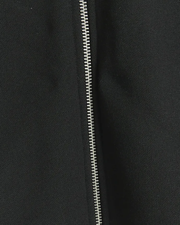 Black regular fit zip up funnel sweatshirt