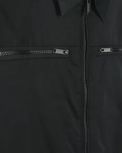 Black regular fit zip up tech shacket