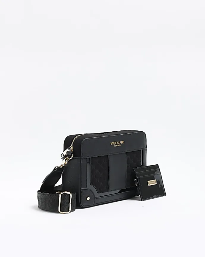 Black RI monogram boxy cross body bag