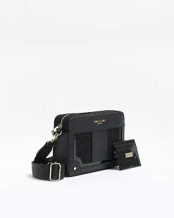 Black RI monogram boxy cross body bag