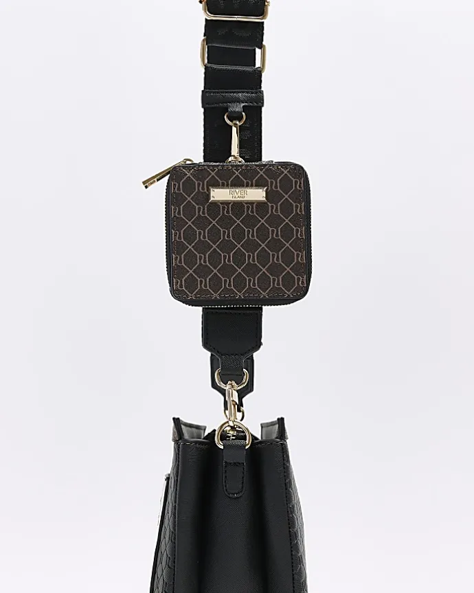 Black RI monogram pouch cross body bag
