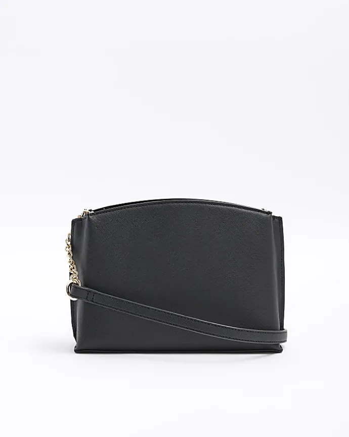 Black RI monogram pouch cross body bag
