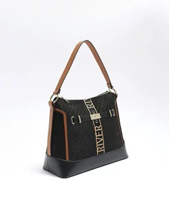 Black RI monogram webbing shoulder bag