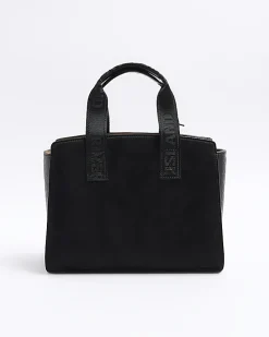 Black RI monogram webbing tote bag