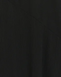 Black rib asymmetric bodycon midi dress