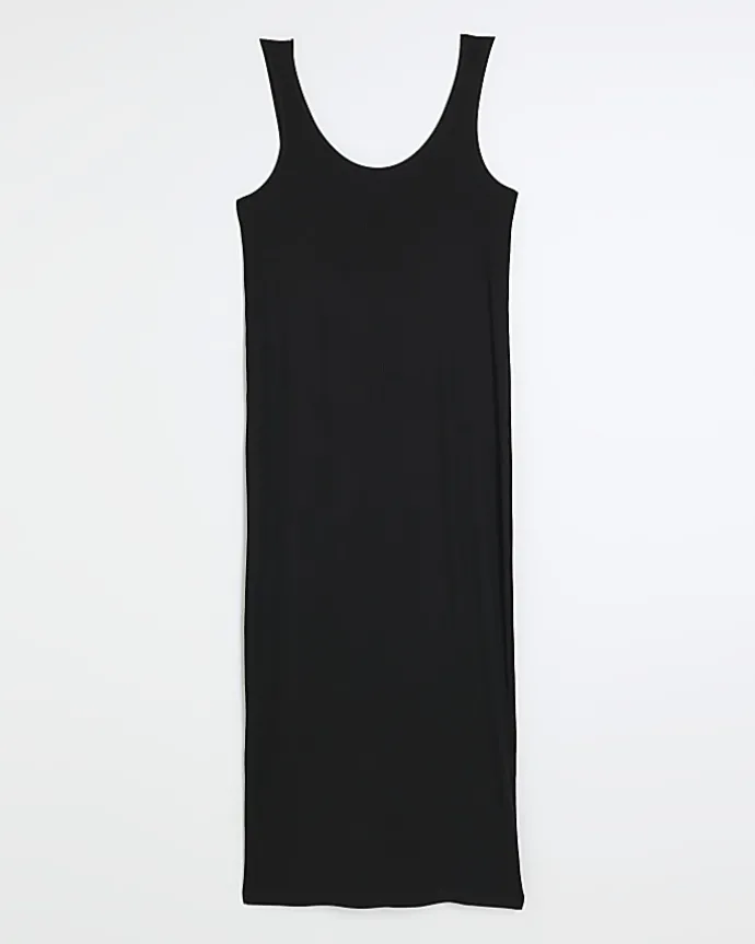 Black rib sleeveless bodycon maxi dress