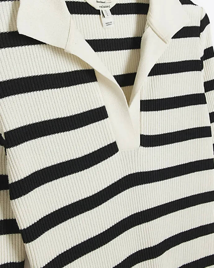 Black rib stripe collared bodycon maxi dress