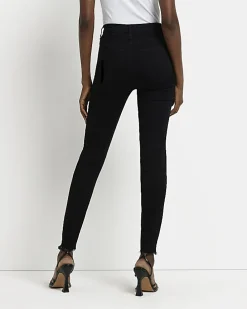 Black ripped high waisted skinny jeans