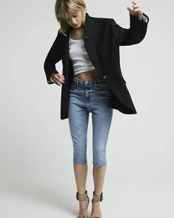 Black rolled sleeve blazer