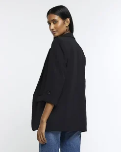 Black rolled sleeve blazer