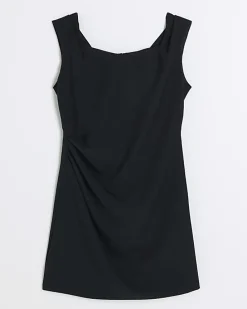 Black ruched bodycon mini dress