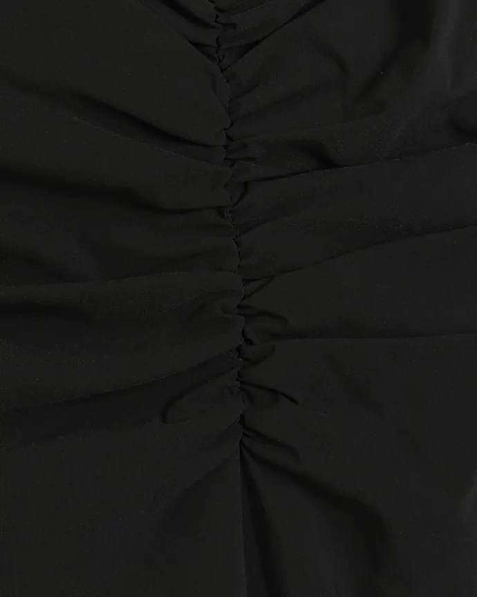 Black ruched split bodycon midi dress